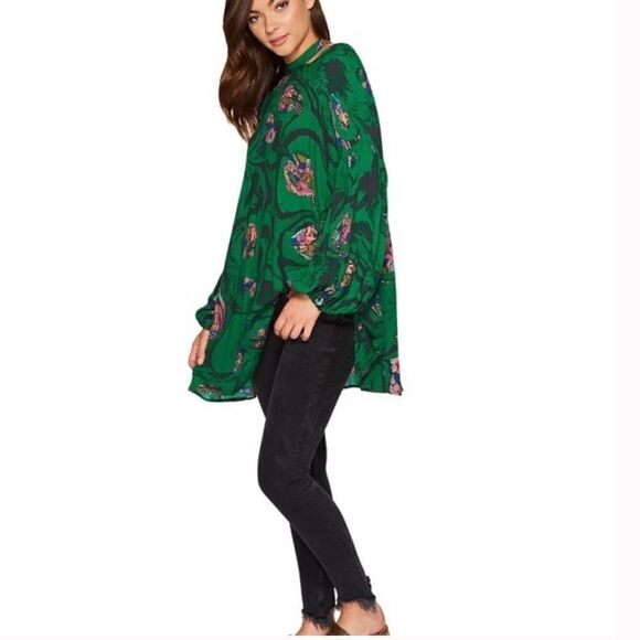 Free People Drift Away Kelly Green Top/Dress XS - Picture 4 of 11